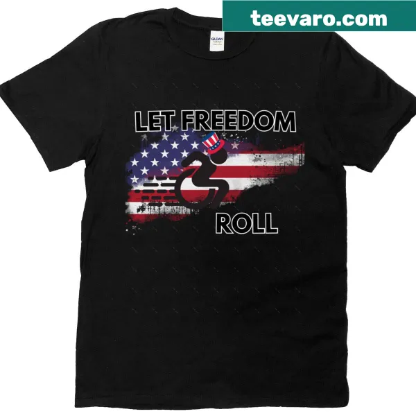 Patriotic oversized t-shirt with wheelchair design for Independence Day
