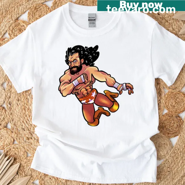 Illustration of a wrestling elbow drop on a t-shirt