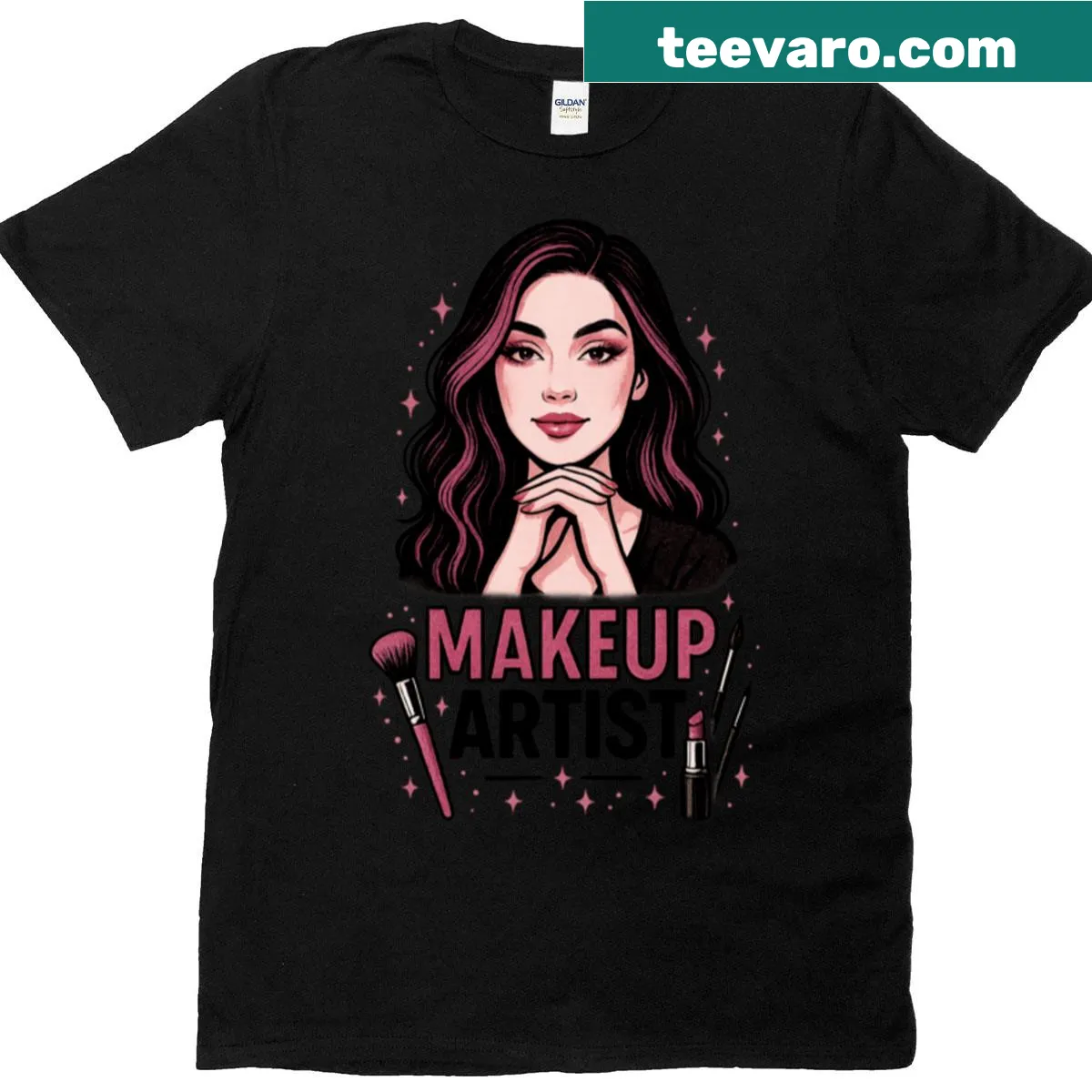 Oversized tee with inspirational makeup artist graphic and message — on a men's t-shirt