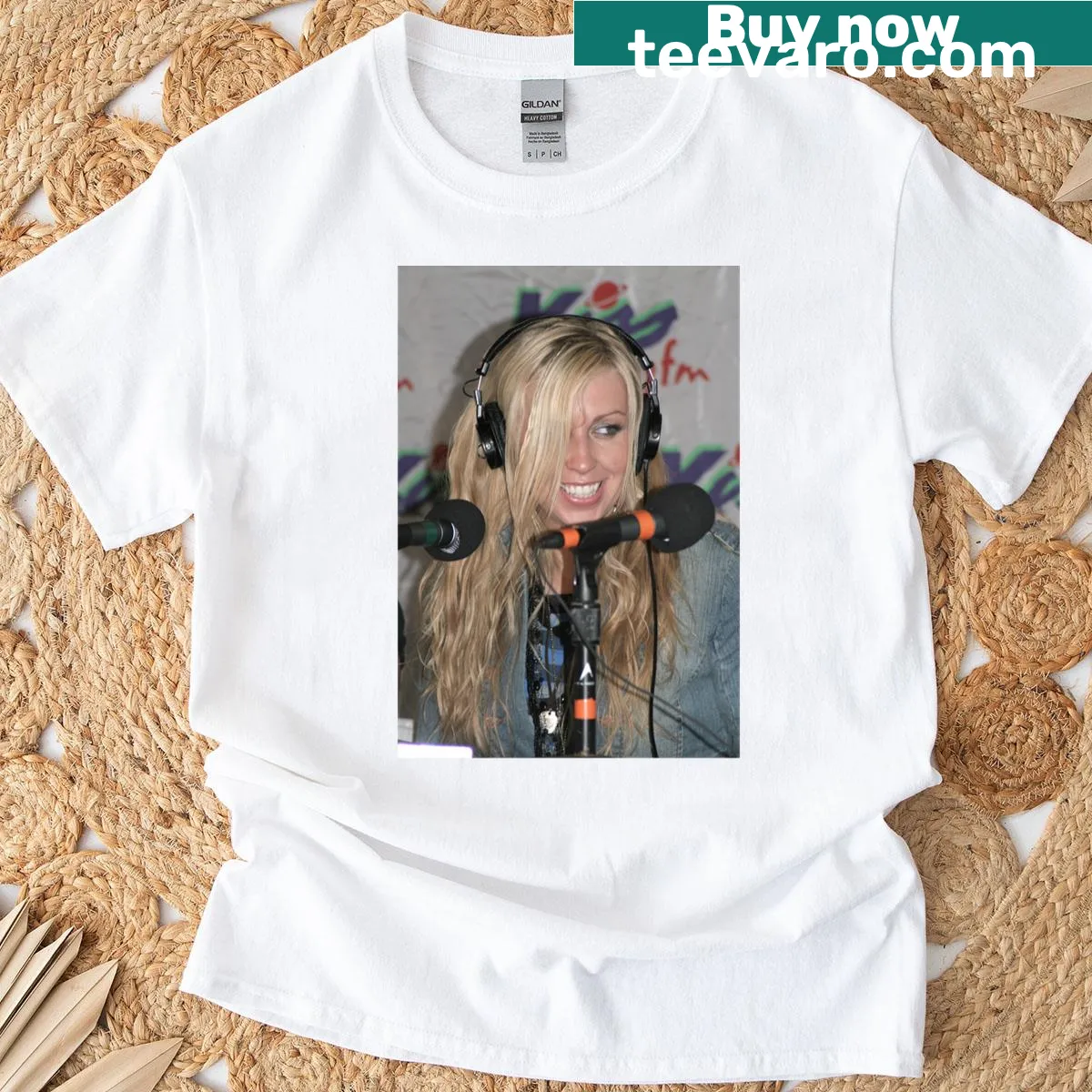 Press conference photograph t-shirt featuring Marti Dodson from Saving Jane — on a men's t-shirt