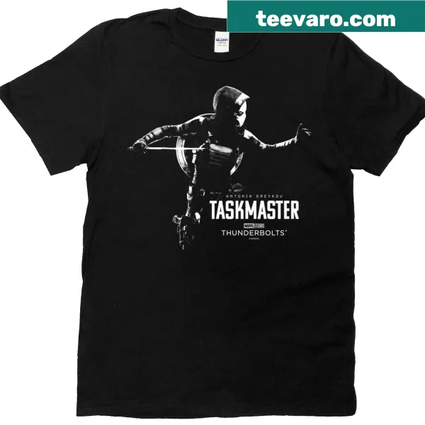 Taskmaster silhouette graphic on a Marvel T-shirt