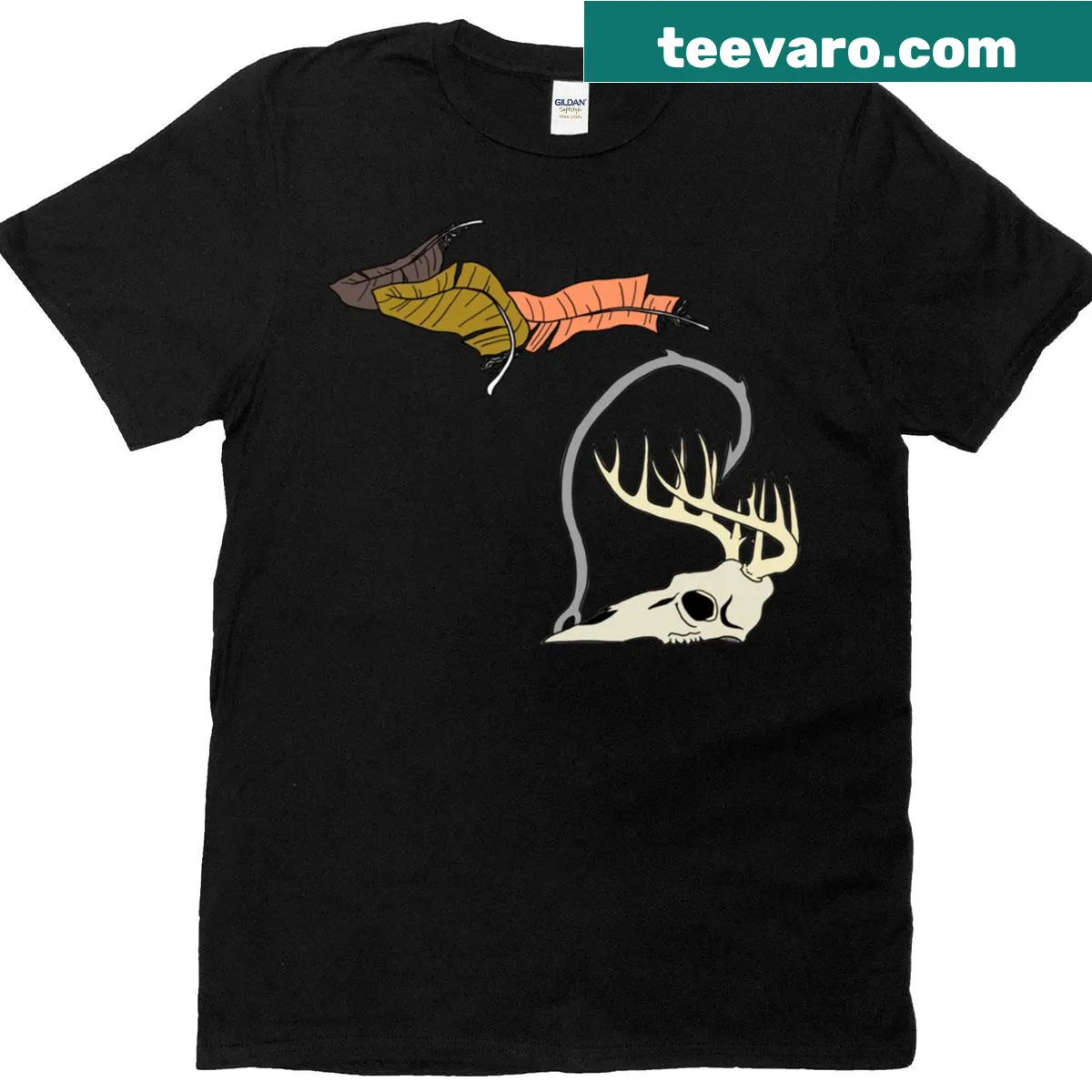 Oversized t-shirt illustrating Michigan wildlife: deer, duck, and fish — on a men's t-shirt