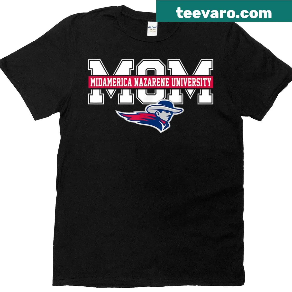 Vintage-style T-shirt for Midamerica Nazarene University moms with arch text — on a men's t-shirt