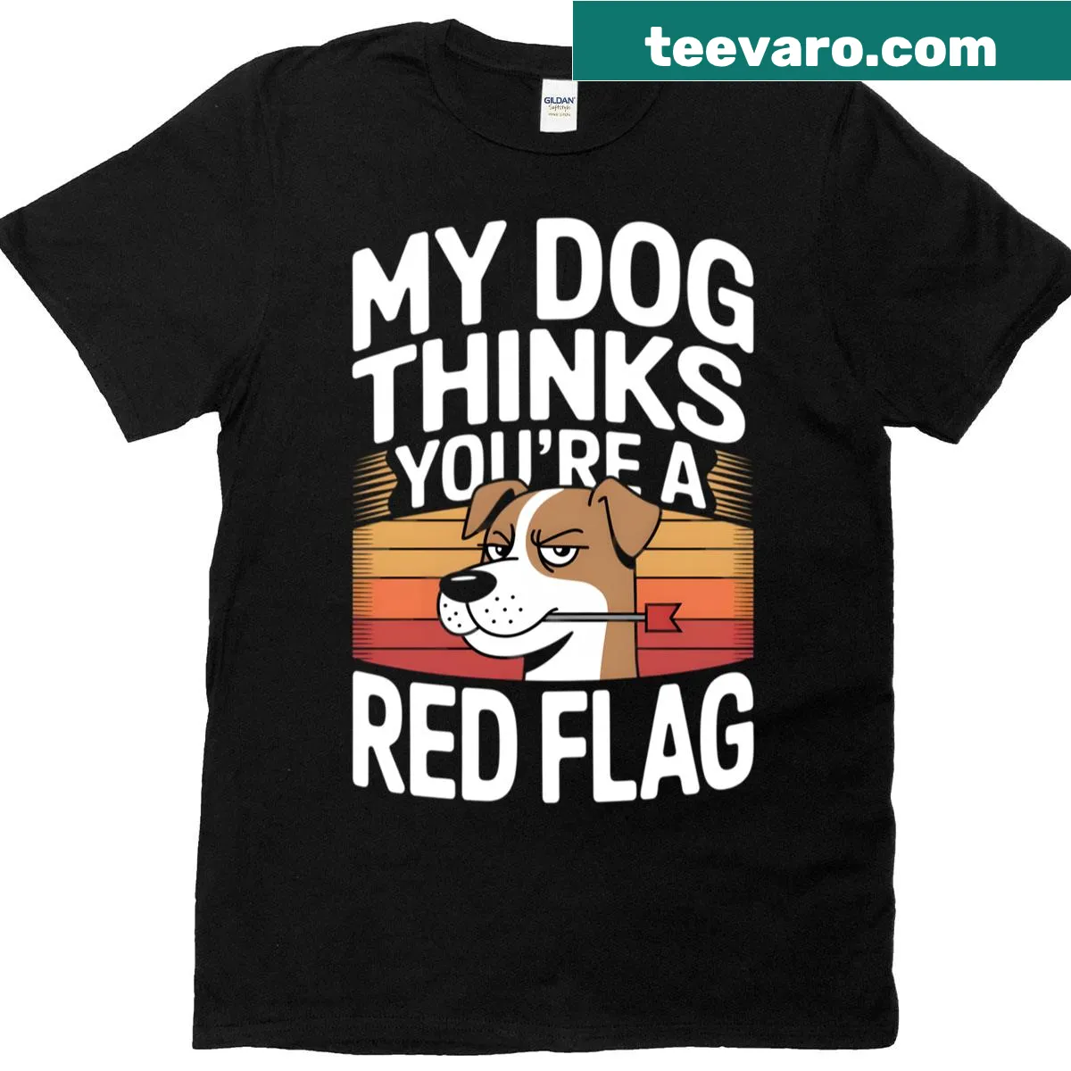 Funny t-shirt stating 'My Dog Thinks You're A Red Flag' for dog lovers — on a men's t-shirt