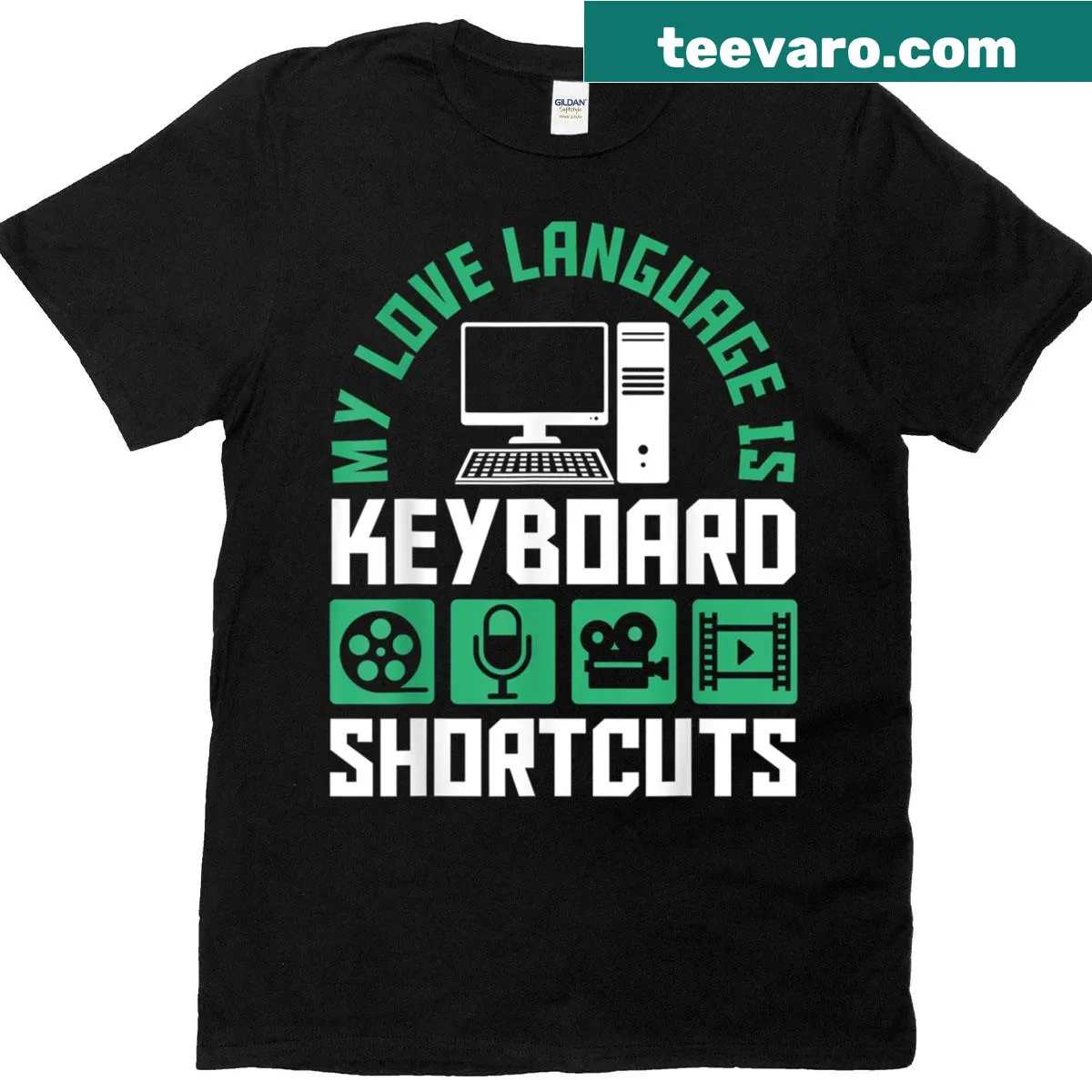 T-shirt with 'My Love Language Is Keyboard Shortcuts' text — on a men's t-shirt