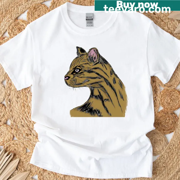 Illustration of an ocelot on a t-shirt