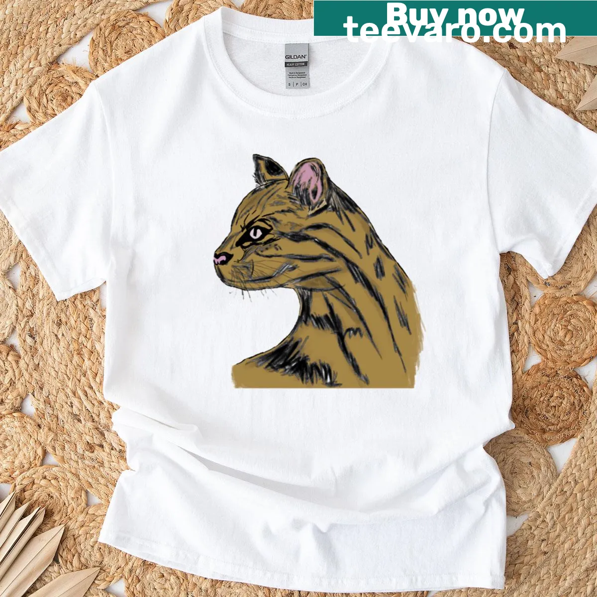 Illustration of an ocelot on a t-shirt — on a men's t-shirt