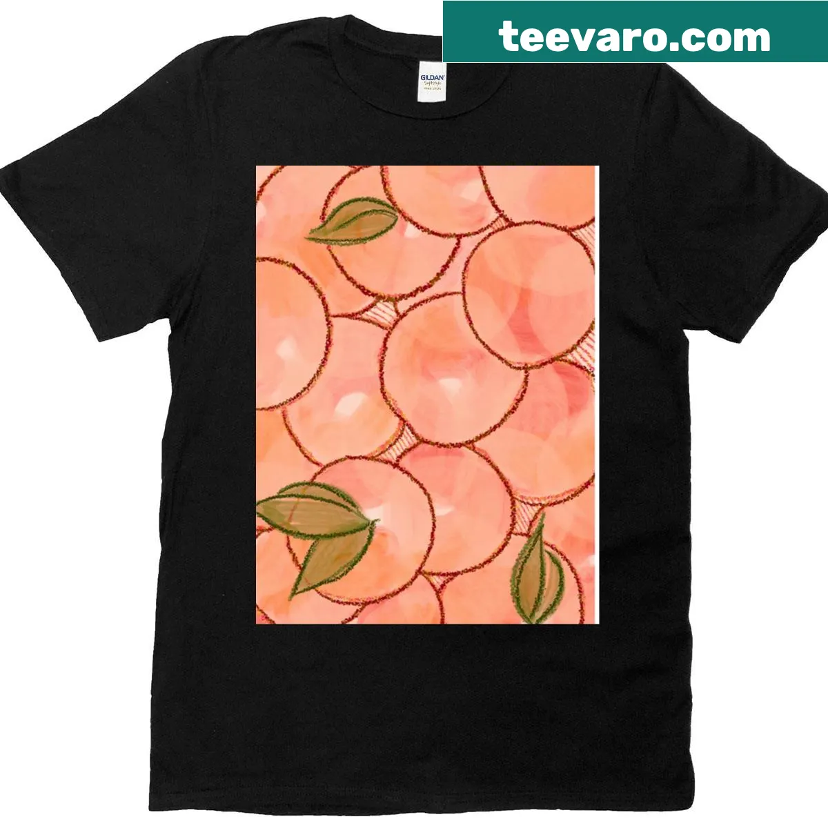 Playful T-shirt with a graphic illustration of a peach — on a men's t-shirt