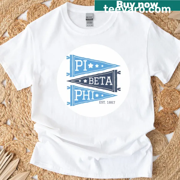 T-shirt featuring Pi Beta Phi pennants in an illustrative design