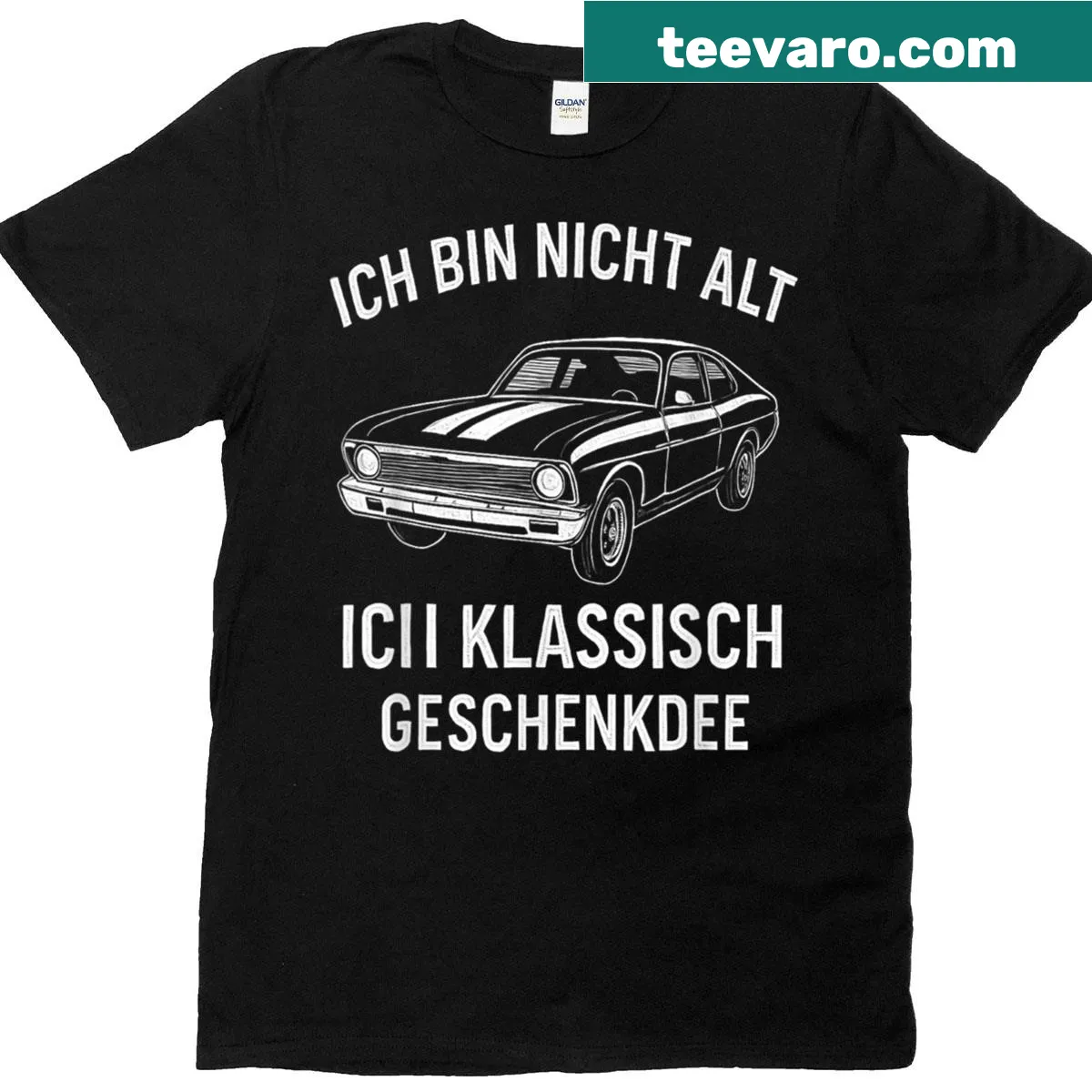 Vintage graphic of a police car with humorous text on a T-shirt — on a men's t-shirt