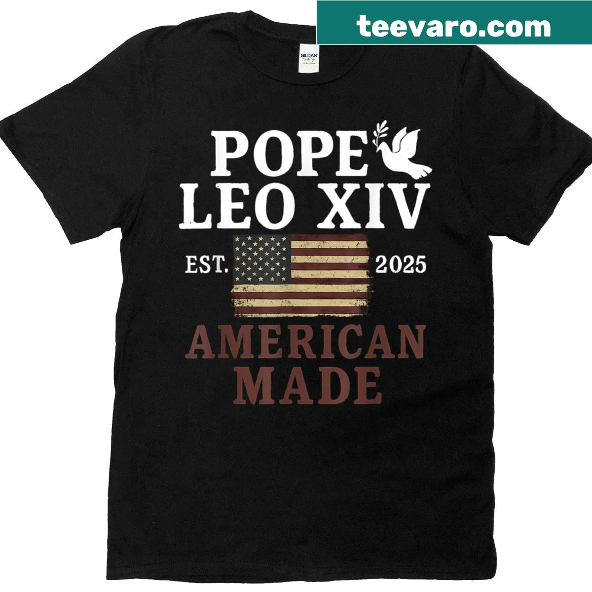 T-shirt featuring Pope Leo XIV design — on a men's t-shirt
