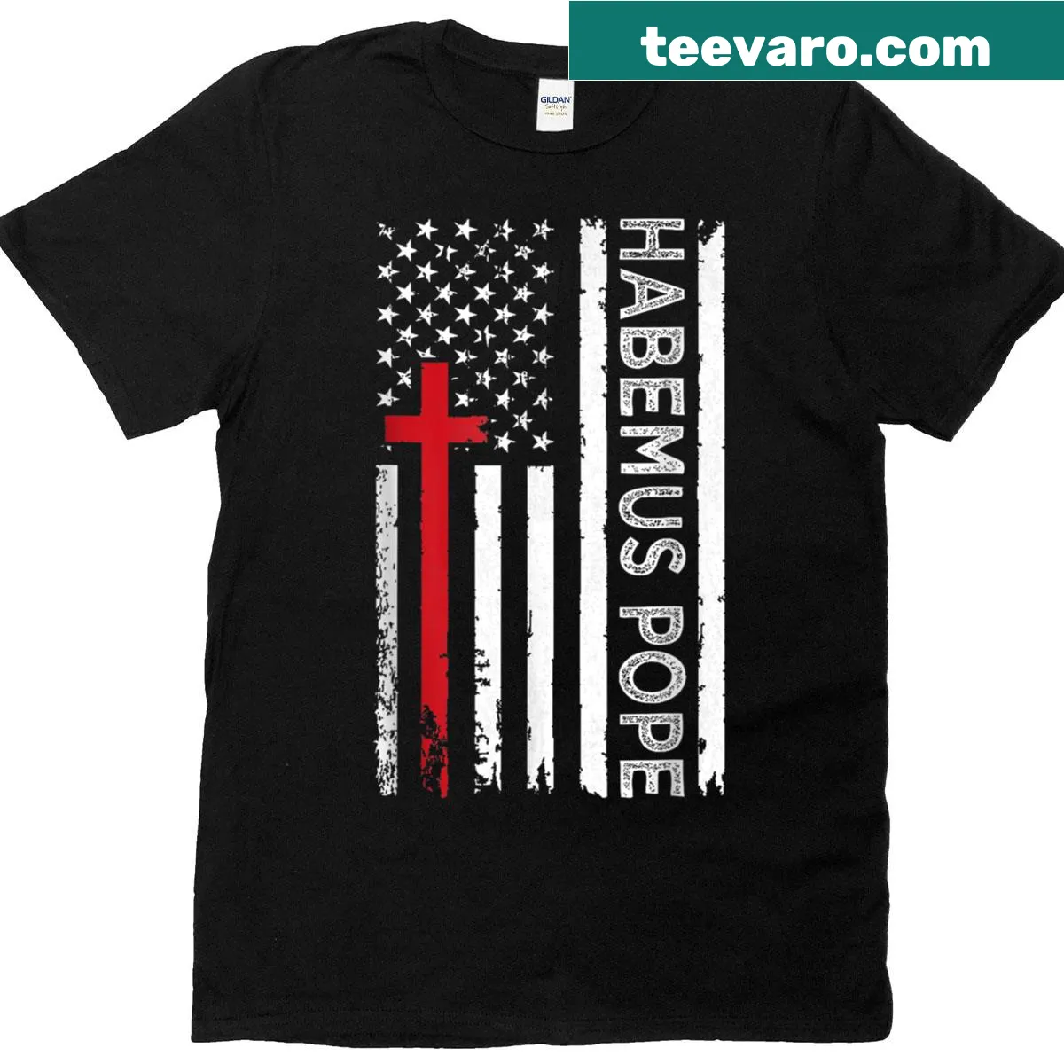 Illustrative Pope Leo XIV t-shirt celebrating Catholic faith — on a men's t-shirt