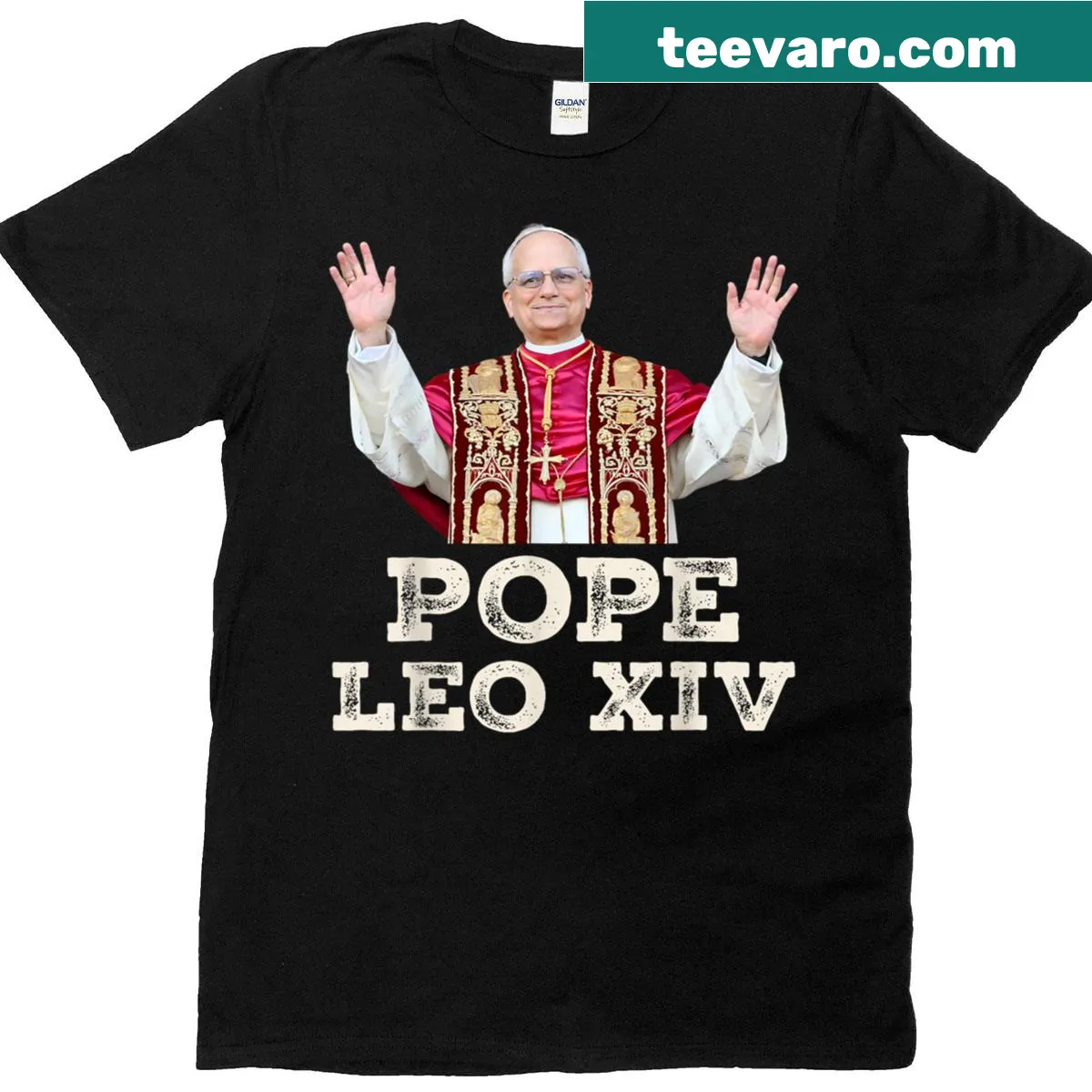 Design celebrating Pope Robert Francis Prevost as first American Pope — on a men's t-shirt