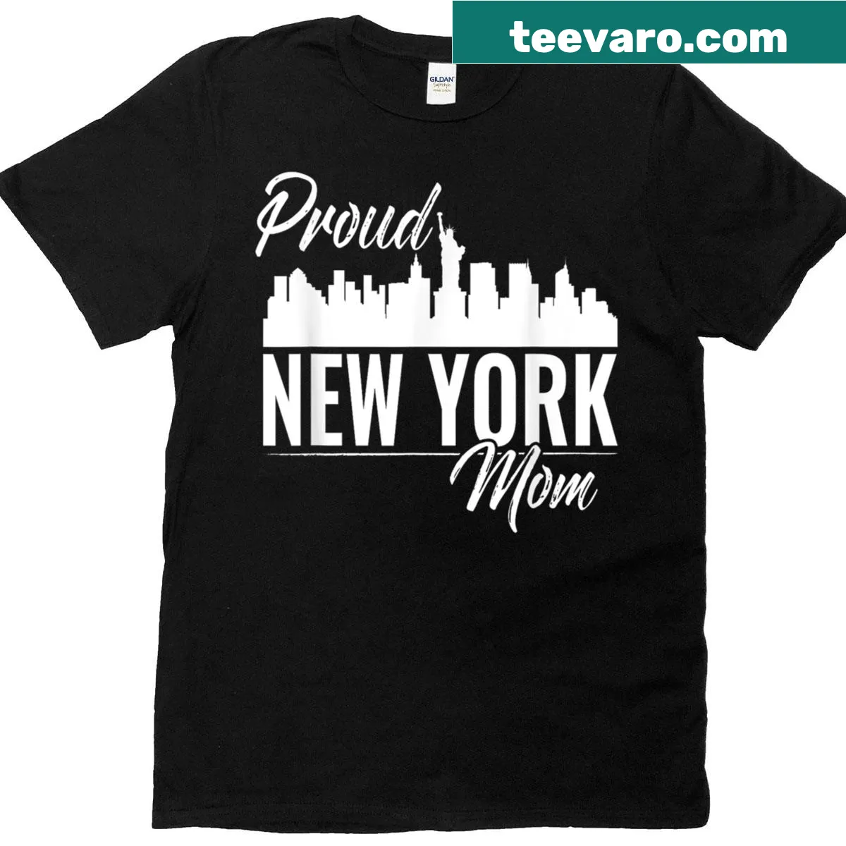 NYC skyline design T-shirt for proud New York moms — on a men's t-shirt