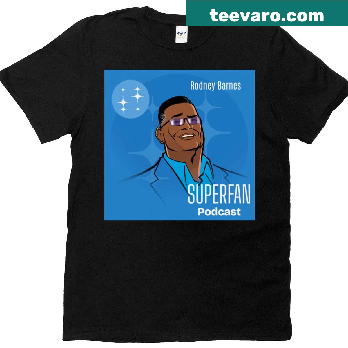 T-shirt featuring a portrait illustration by Christian Gossett — on a men's t-shirt