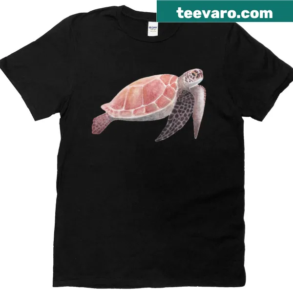 Adorable sea turtle drawing on an oversized t-shirt