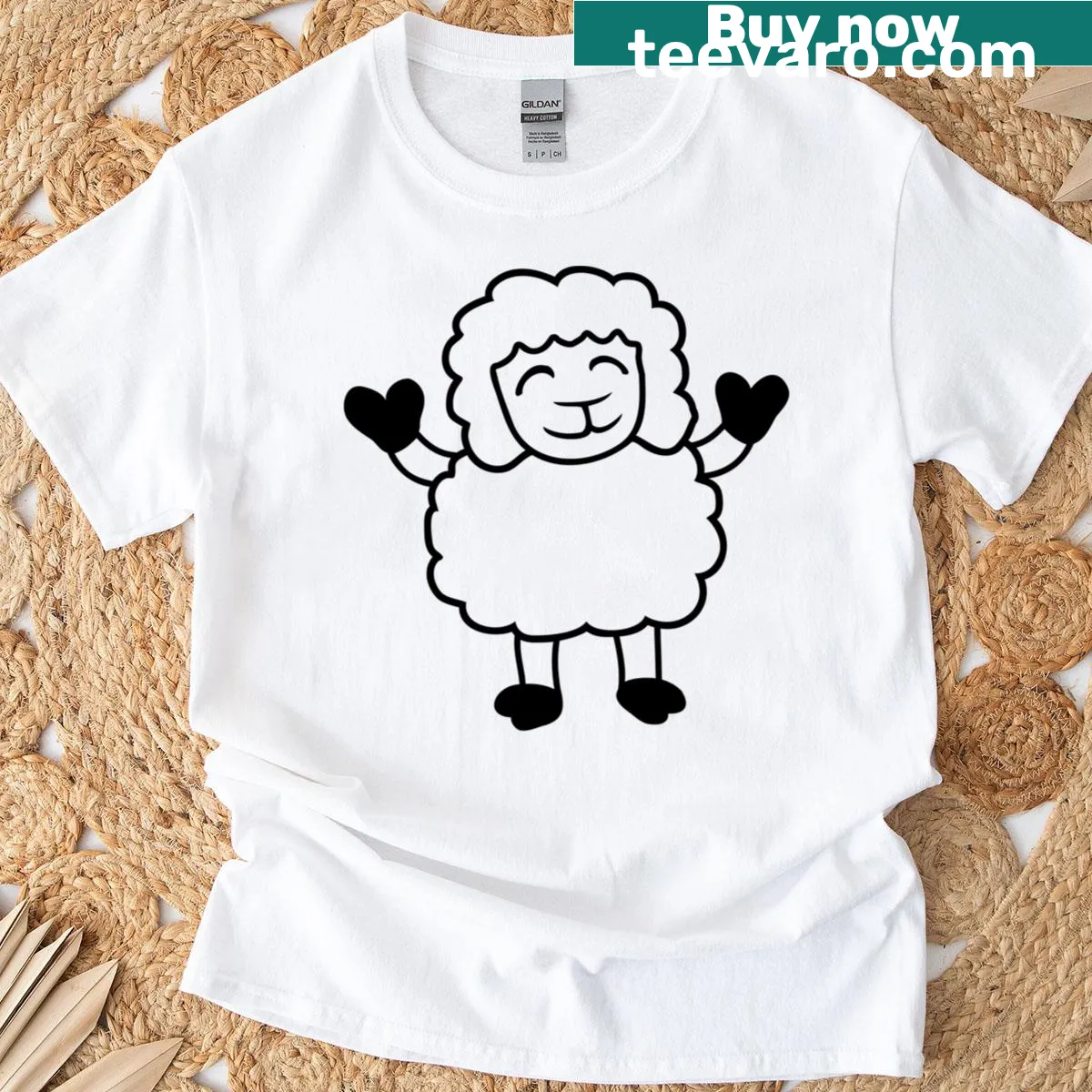 Cute cartoon baby sheep graphic on a child’s t-shirt — on a men's t-shirt