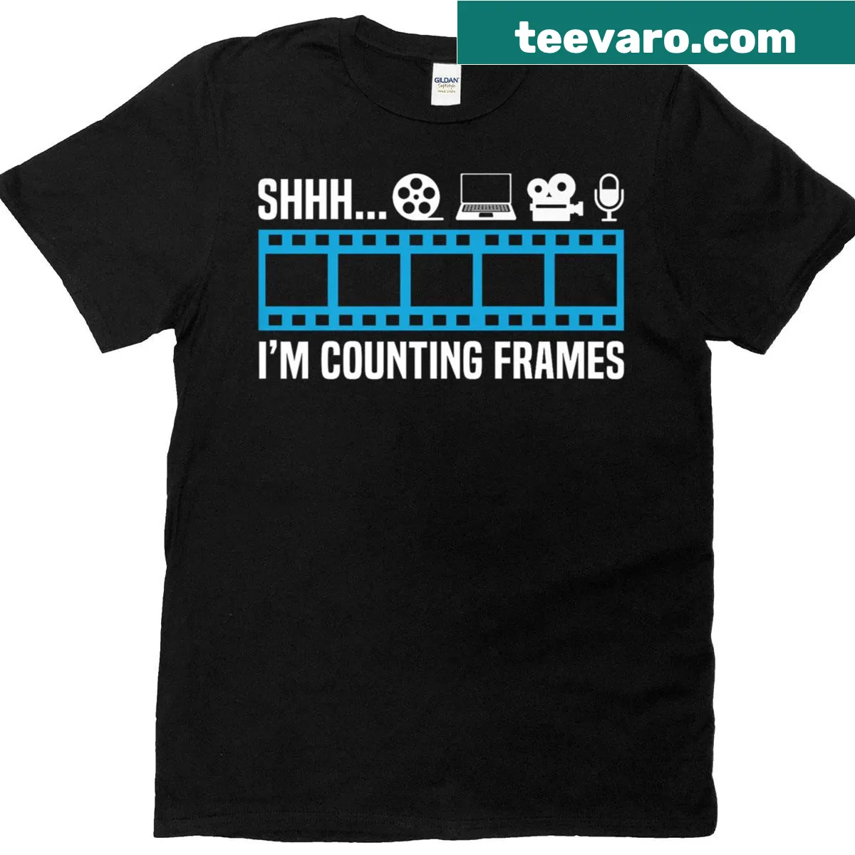 Premium t-shirt with 'Shhh I'm Counting Frames' text — on a men's t-shirt