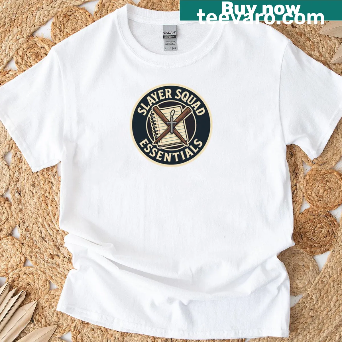 Slayer Squad graphic t-shirt with bold typography — on a men's t-shirt