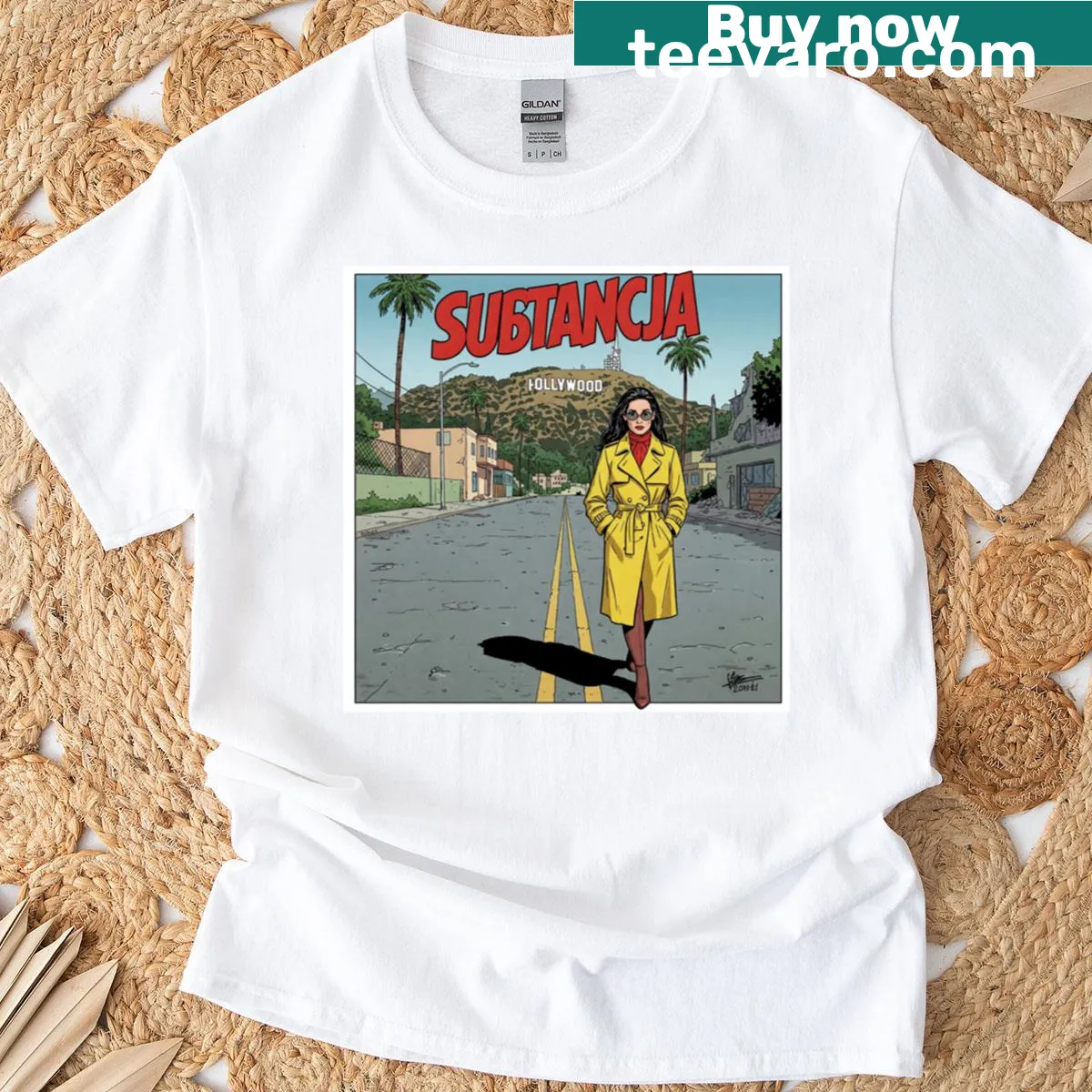 Vintage-style t-shirt featuring 'Substancja' movie graphic — on a men's t-shirt