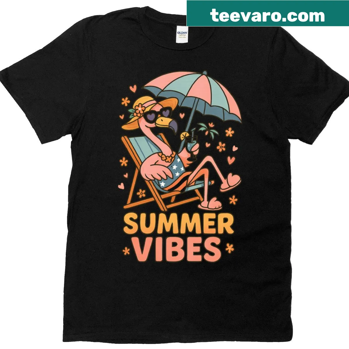 Funny T-shirt with a tropical flamingo design — on a men's t-shirt