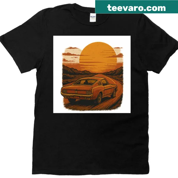 Vintage Mustang graphic representing open road freedom