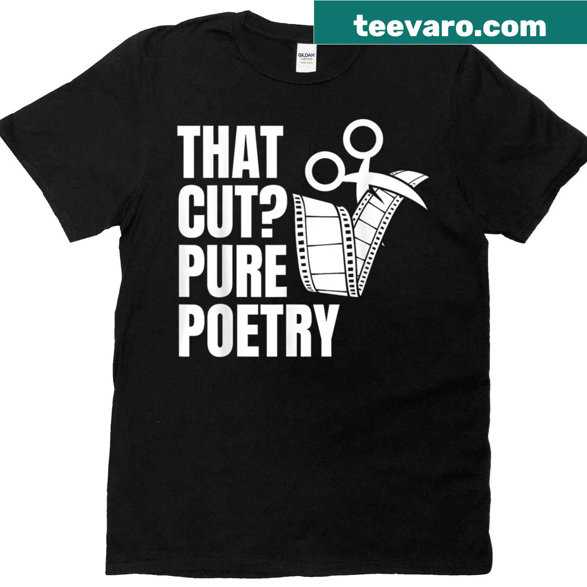 T-shirt celebrating the art of film editing with thoughtful text — on a men's t-shirt