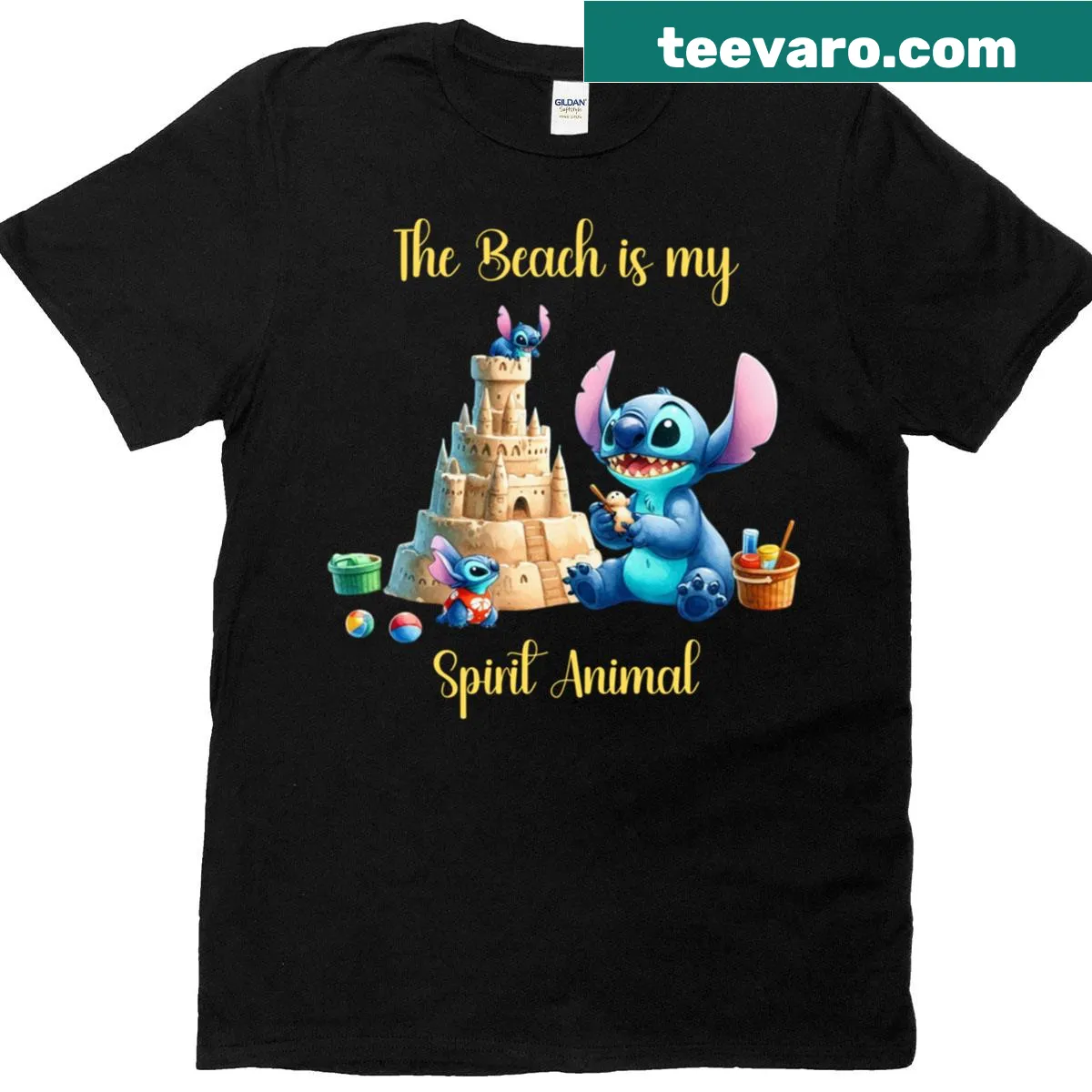T-shirt with the phrase 'The Beach Is My Spirit Animal' — on a men's t-shirt