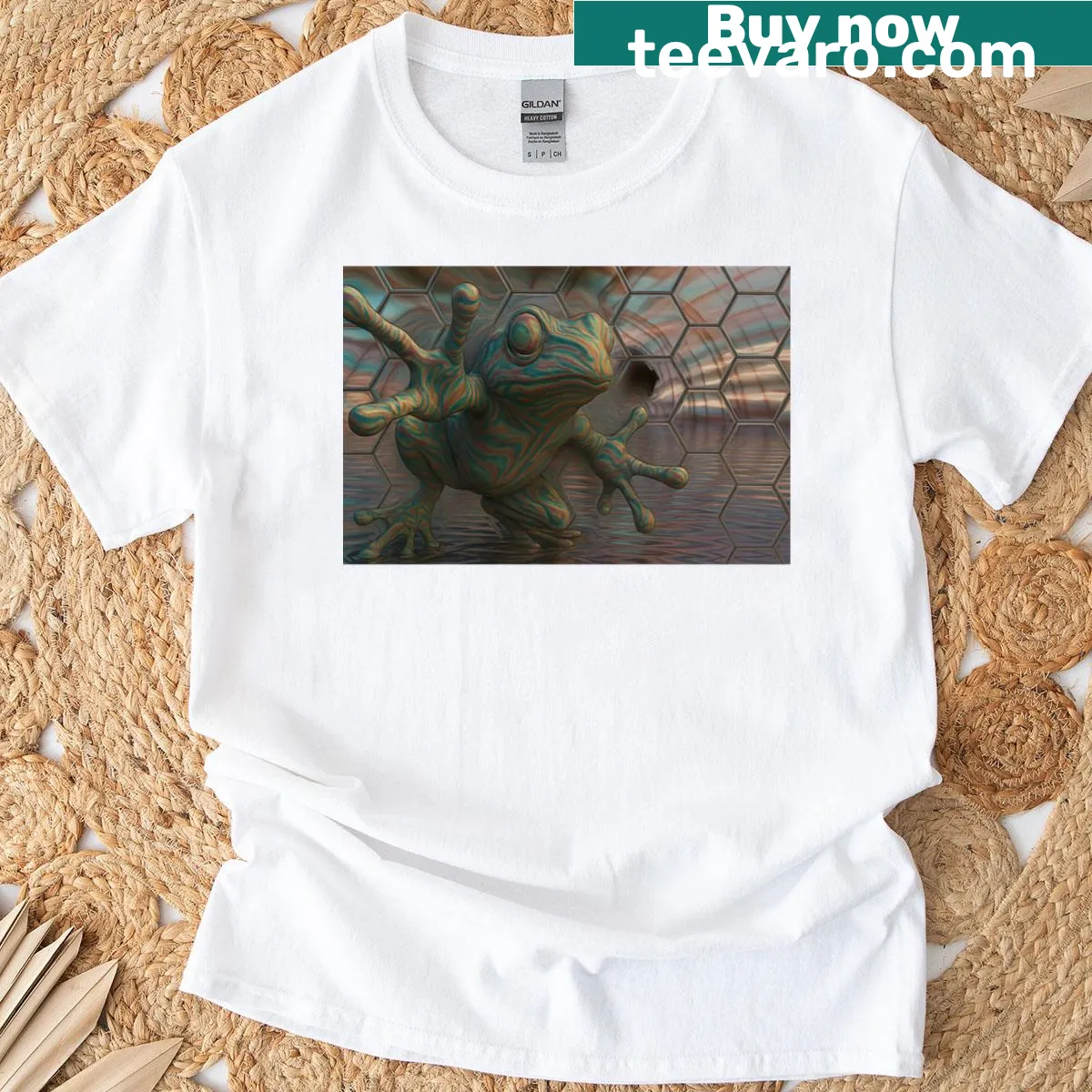 Charming illustration of a frog on a t-shirt — on a men's t-shirt