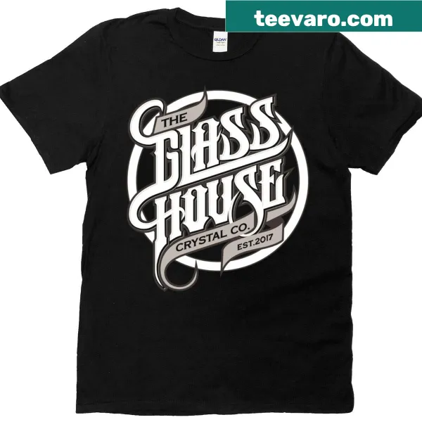 Artistic graphic of a glass house on a T-shirt