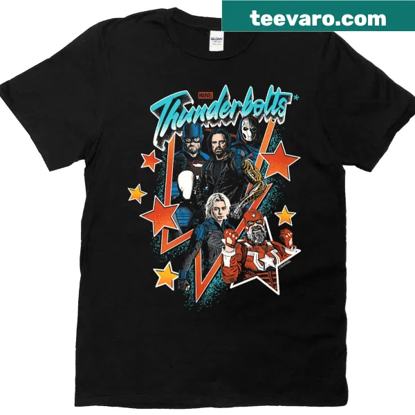 Bold Thunderbolts band T-shirt with dynamic graphic design.