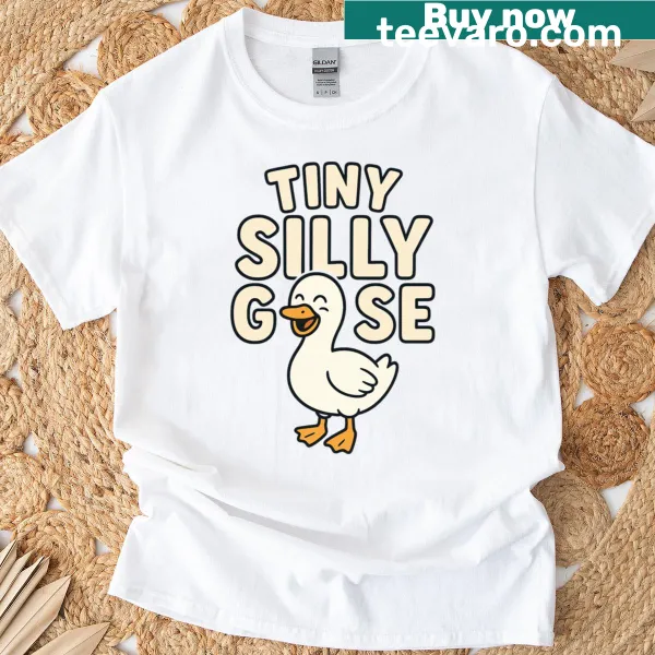 Adorable illustration of a silly goose for toddlers on a t-shirt