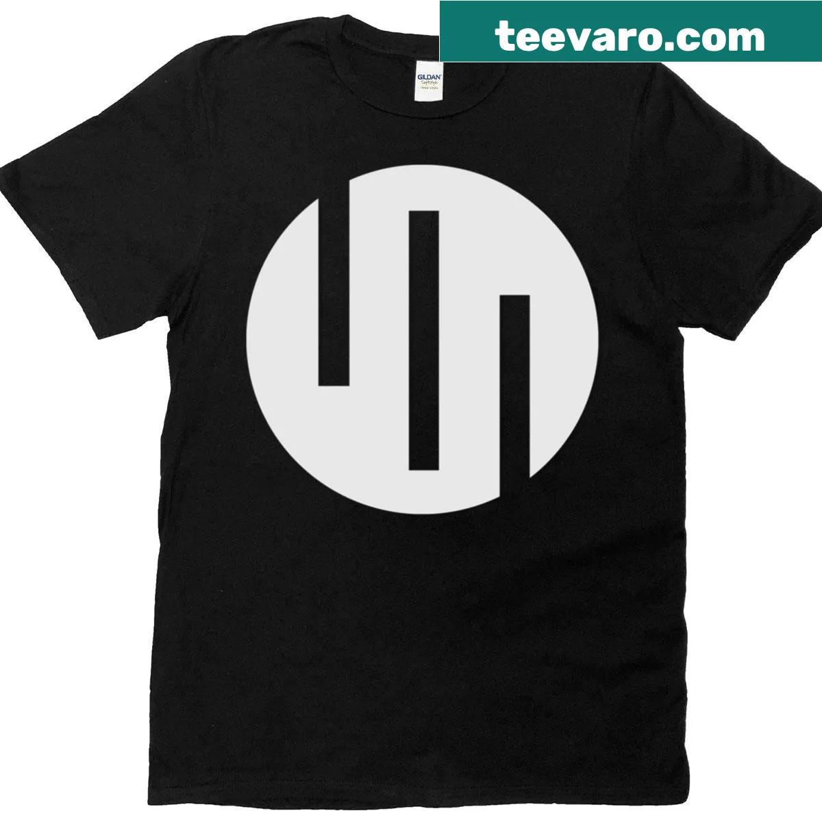 Minimalist grey Viltrumite logo t-shirt — on a men's t-shirt