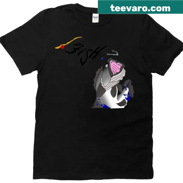 Oversized fishing t-shirt likely featuring walleye graphics