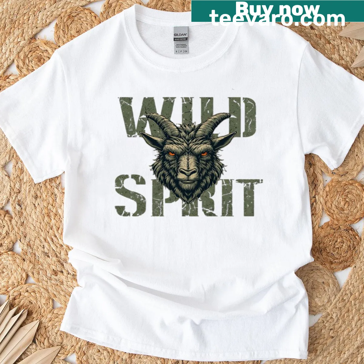 T-shirt with 'Wild Spirit' text design — on a men's t-shirt