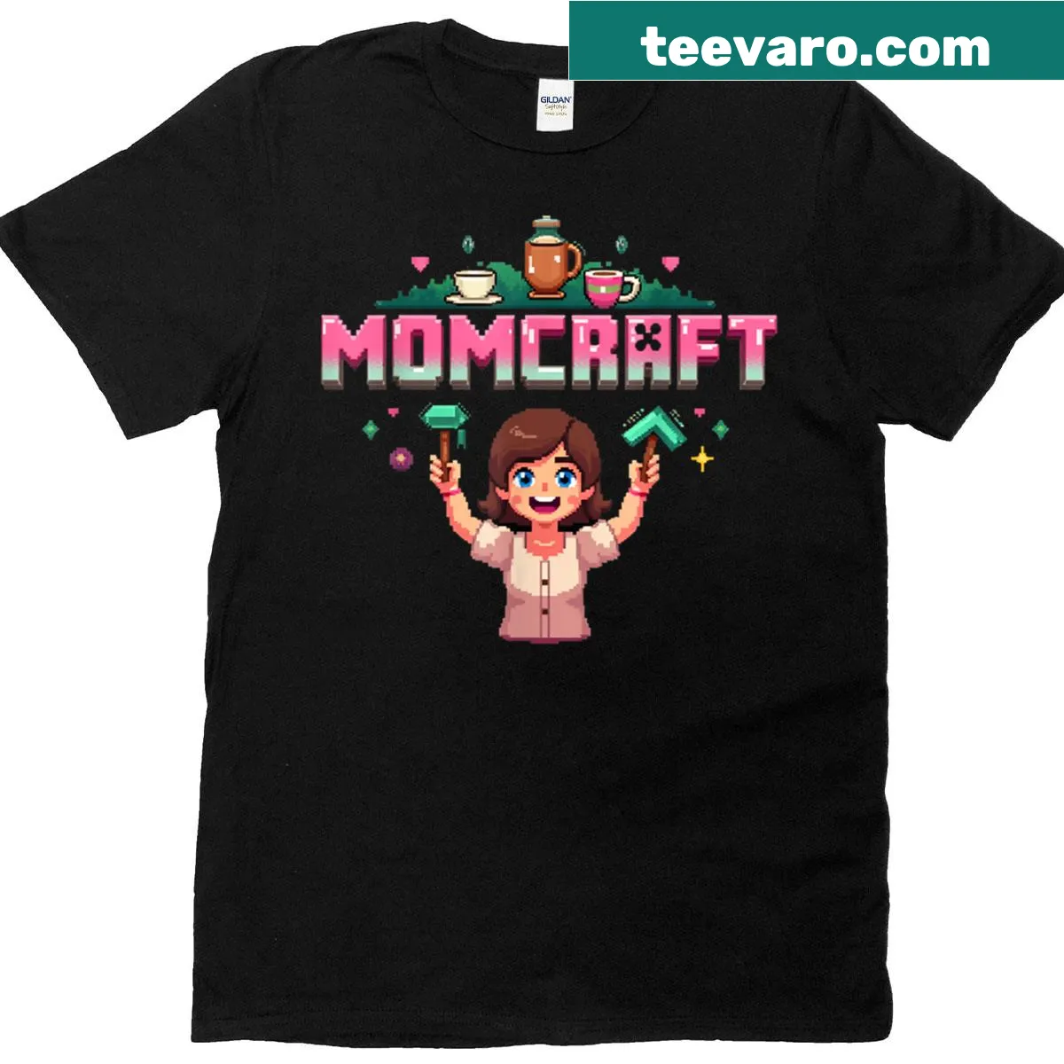 T-shirt for gamer moms with 'Happy Awesome Momcraft' text — on a men's t-shirt