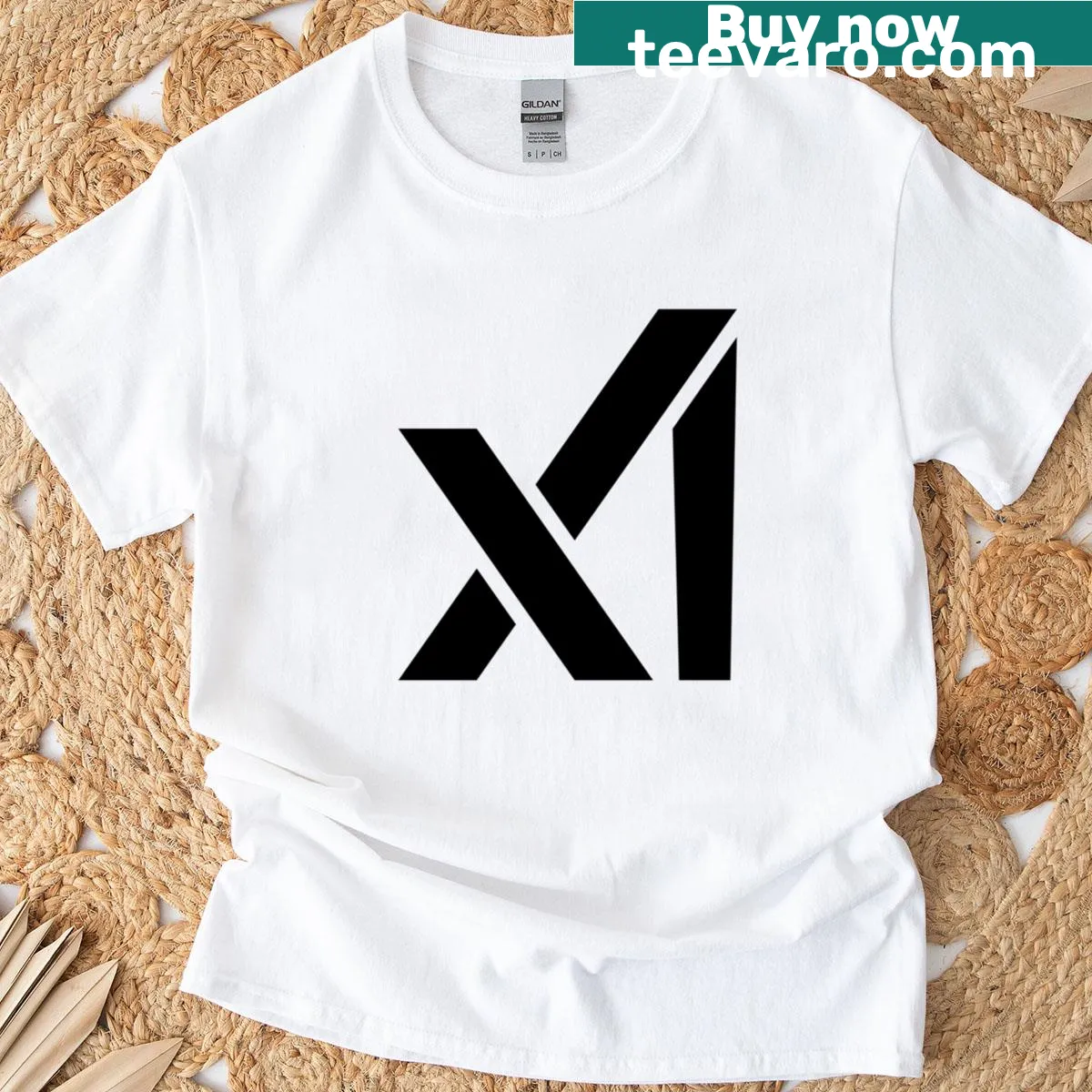 Minimalist Xai logo t-shirt design — on a men's t-shirt
