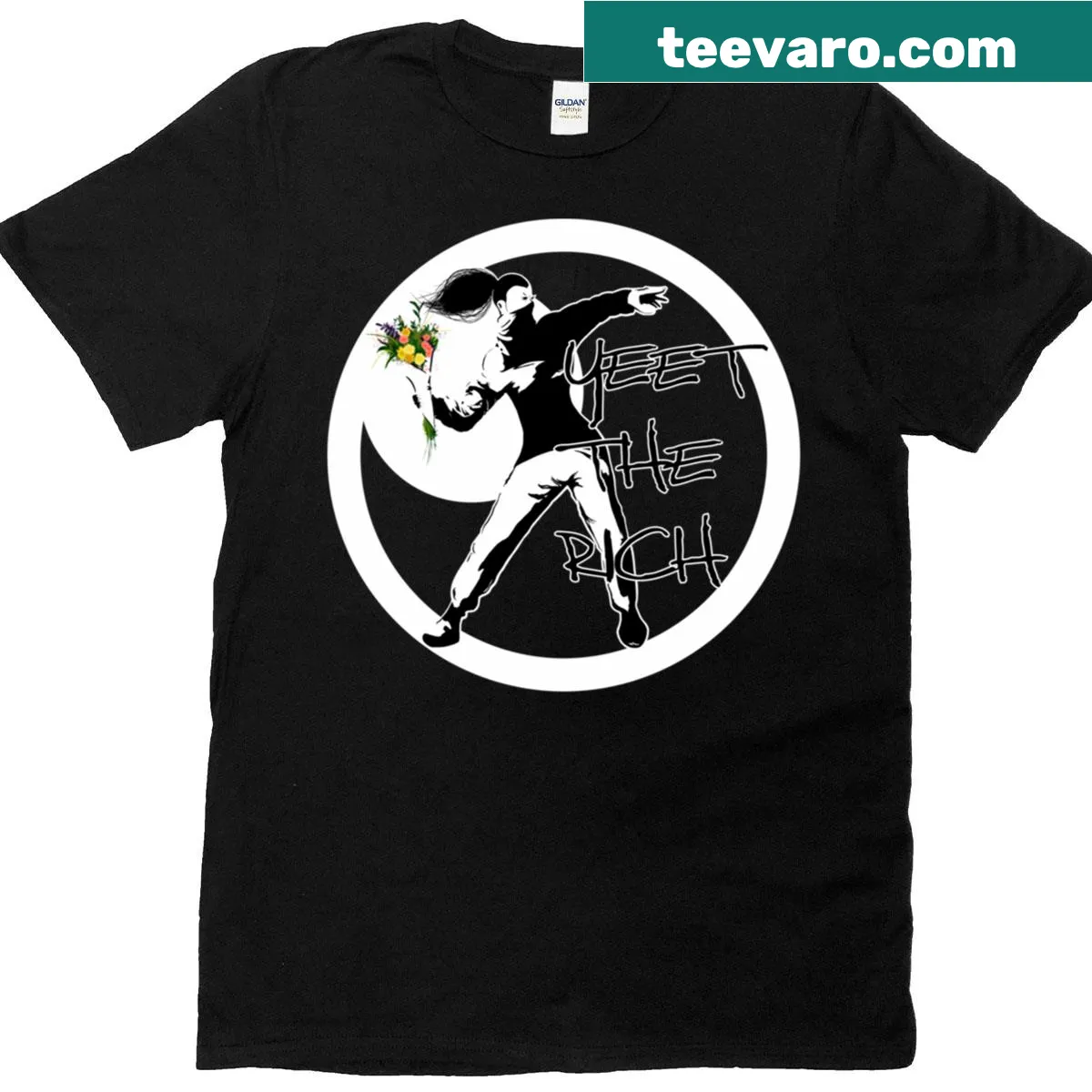 Oversized T-shirt with 'Yeet The Rich' slogan — on a men's t-shirt