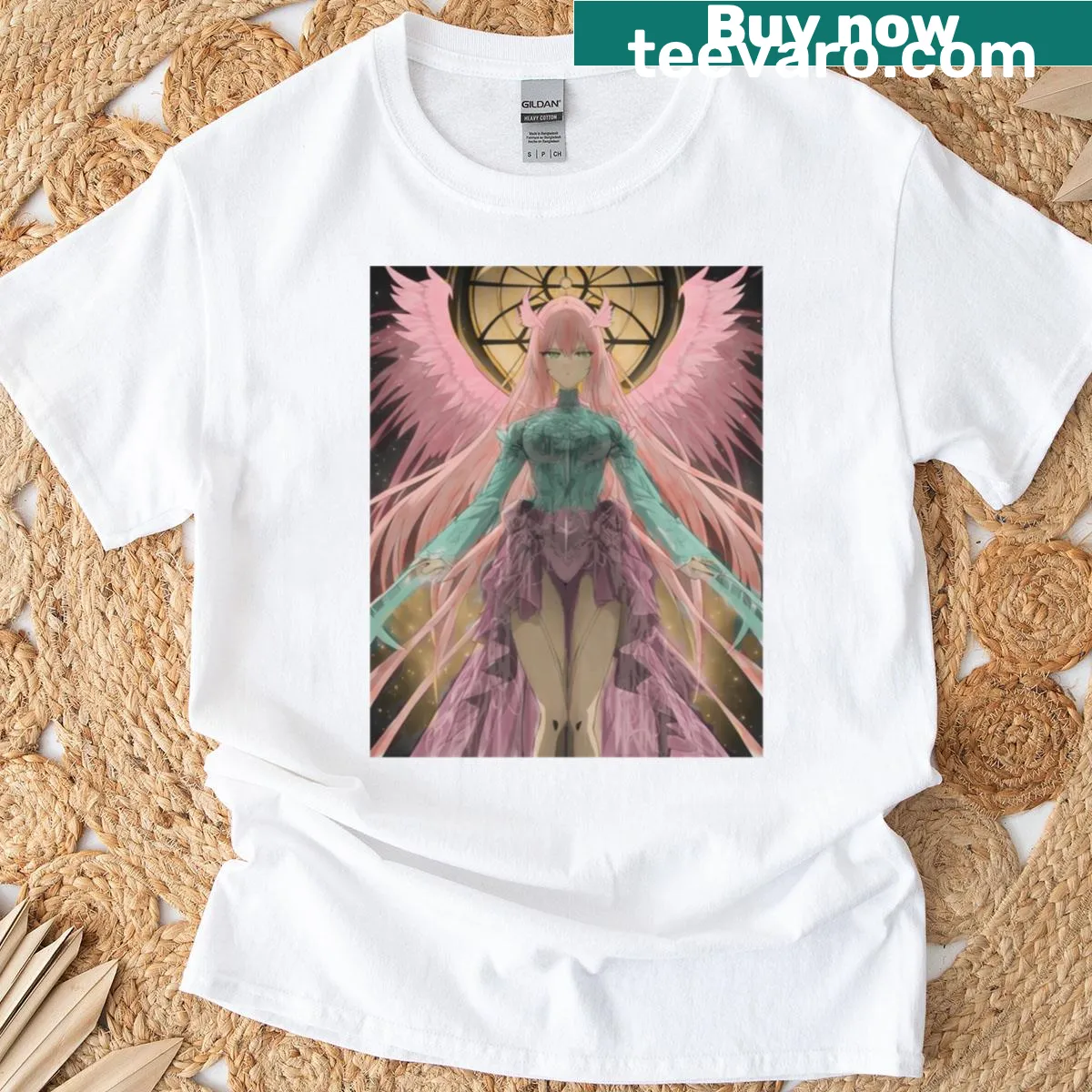 Anime star angel t-shirt with whimsical illustration — on a men's t-shirt