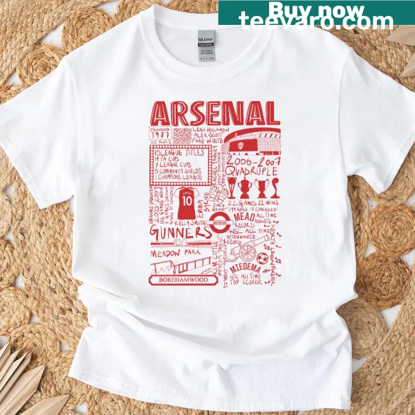Hand drawn Arsenal women's football team graphic t-shirt