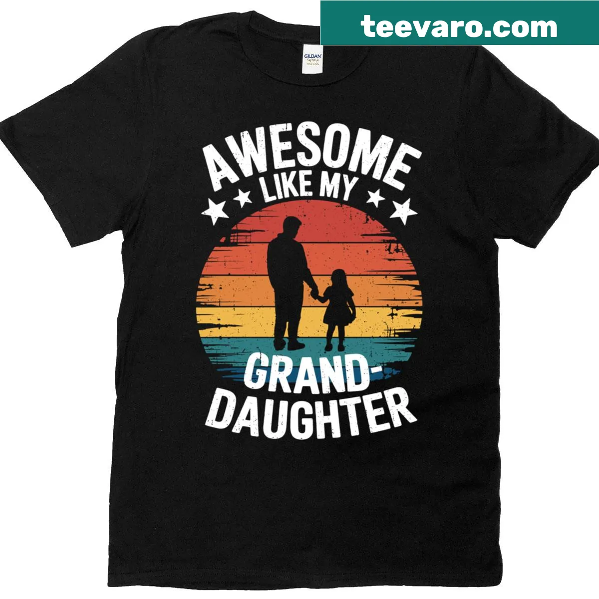 Vintage Grandpa t-shirt with 'Awesome Like My Granddaughter' text — on a men's t-shirt