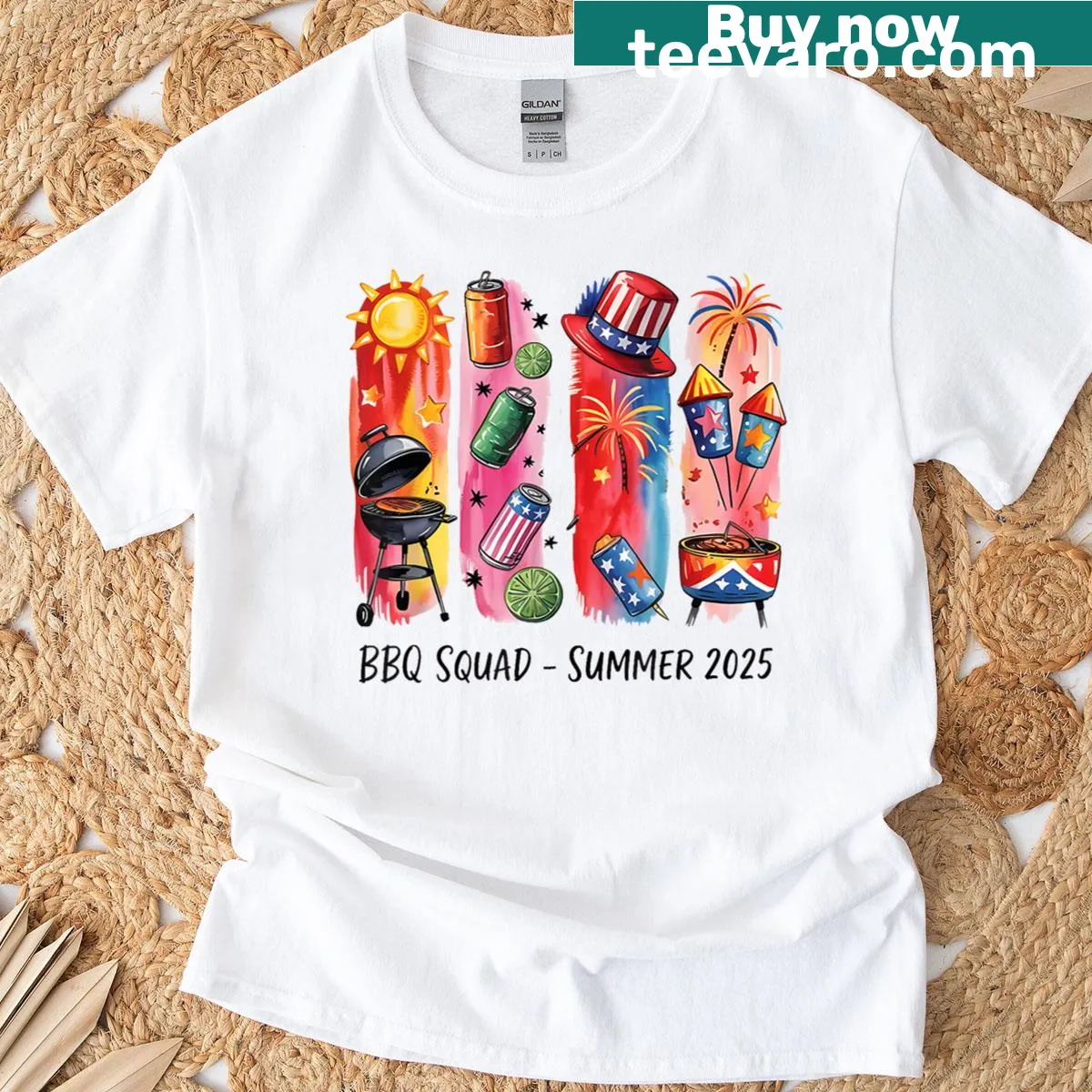 Patriotic BBQ Squad T-shirt for summer celebrations — on a men's t-shirt
