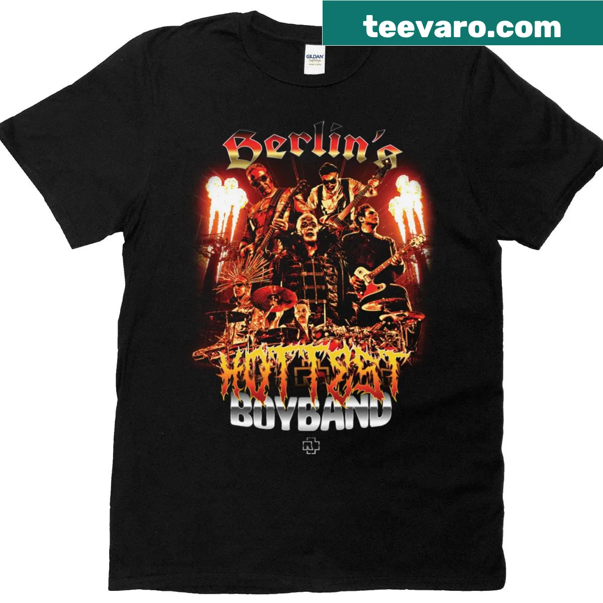 Bootleg style T-shirt featuring a boyband design — on a men's t-shirt