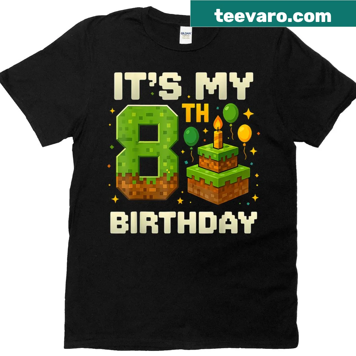 Gamer-themed t-shirt for an 8-year-old's birthday — on a men's t-shirt