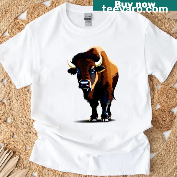 Rustic vector design of a bison profile on a t-shirt