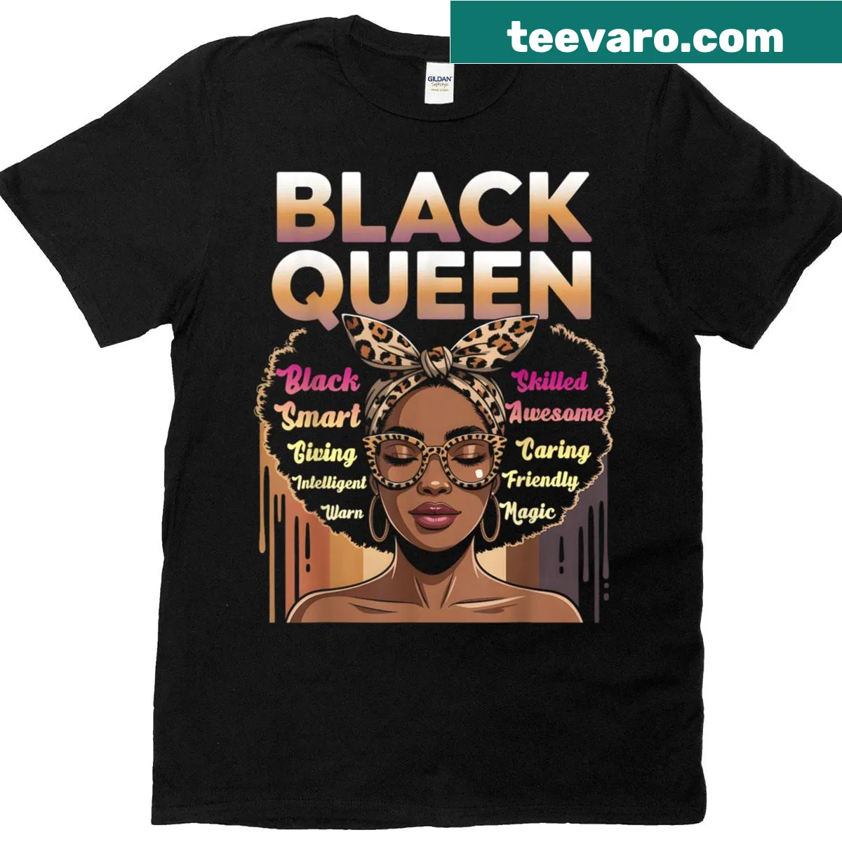 Illustration of a proud Black girl with Afro hair on t-shirt — on a men's t-shirt