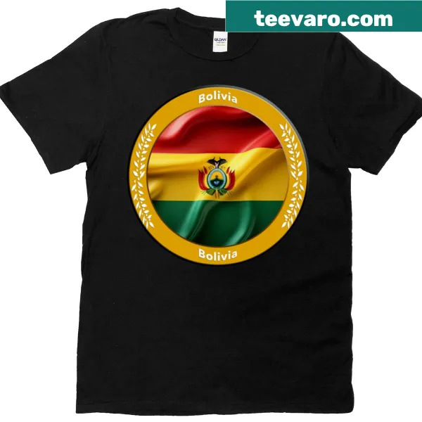 Illustrated T-shirt celebrating Bolivia, suitable for outdoor activities.