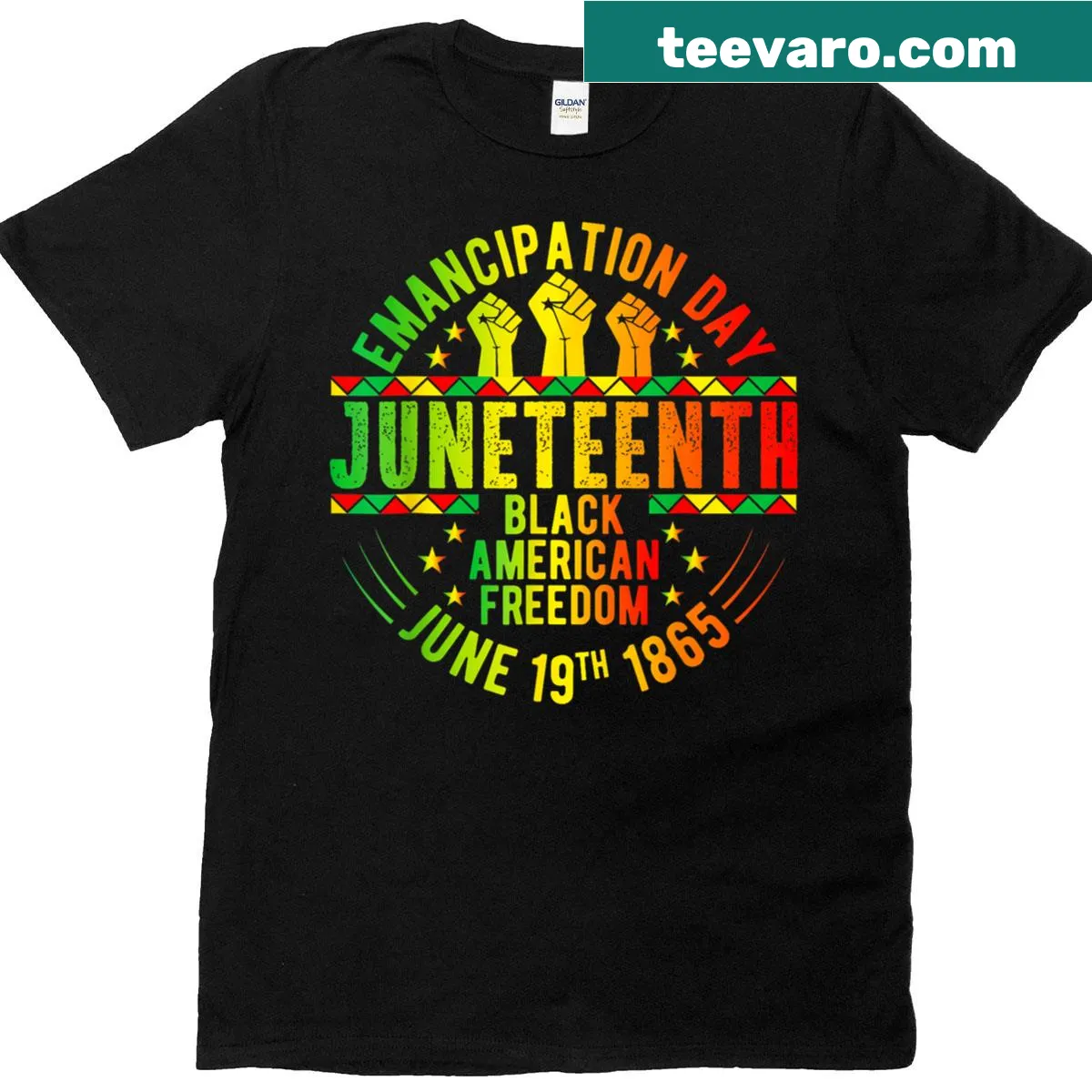 Juneteenth T-shirt with powerful freedom message — on a men's t-shirt