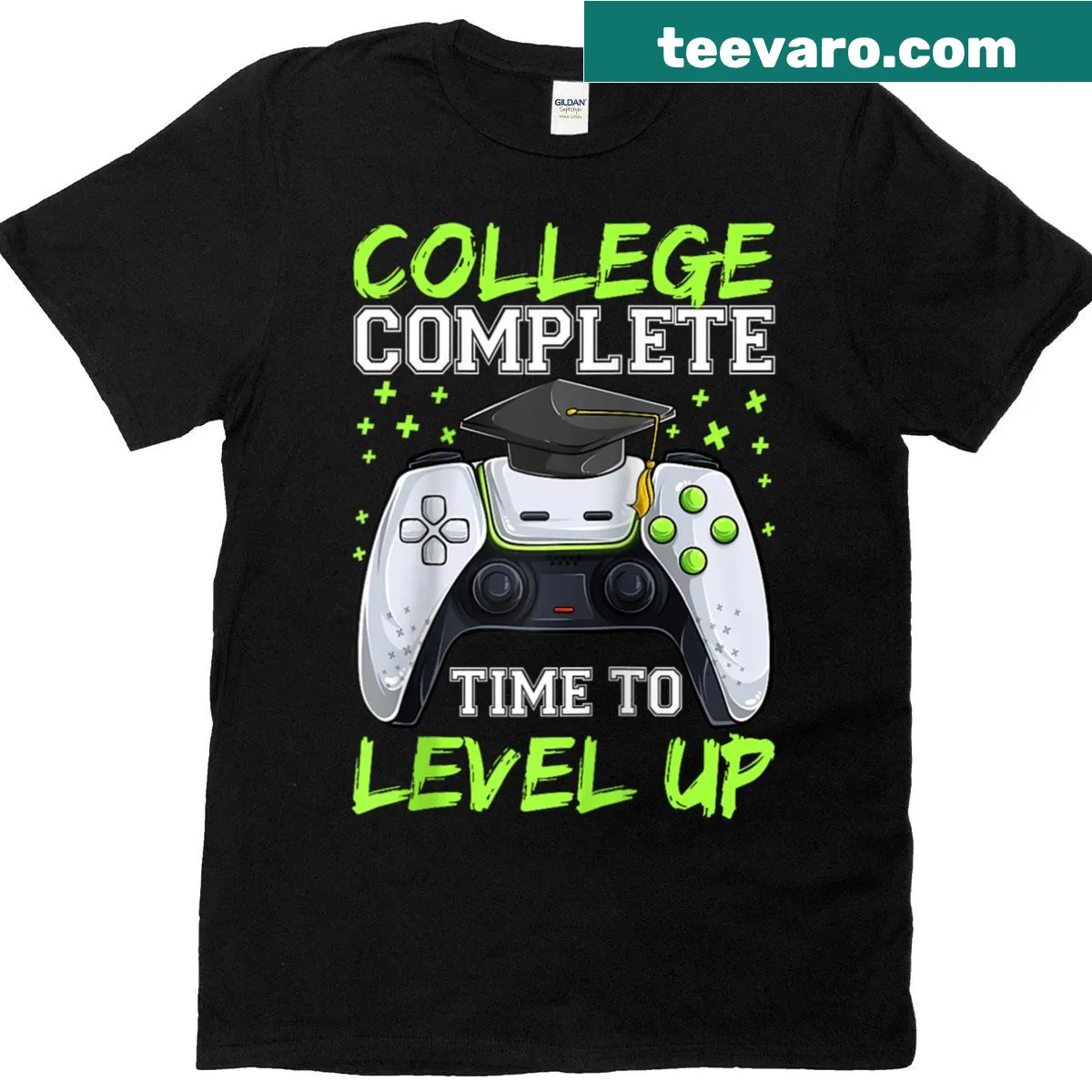 Funny graduation raglan tee with 'Time To Level Up' design. — on a men's t-shirt