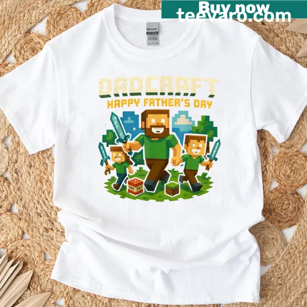 Funny pixel graphic T-shirt for gamer dads celebrating Father's Day